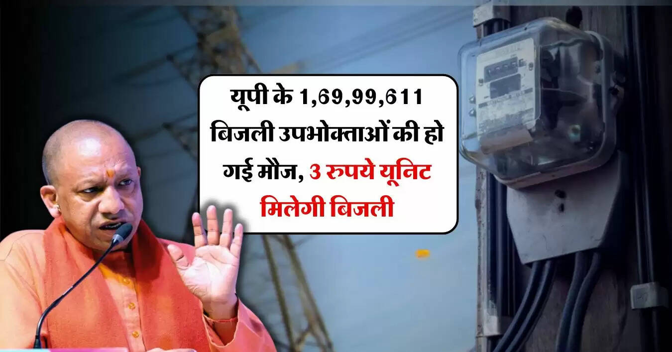 UP News : यूपी के 1,69,99,611 बिजली उपभोक्ताओं की हो गई मौज, 3 रुपये यूनिट मिलेगी बिजली, किसानों का फ्री